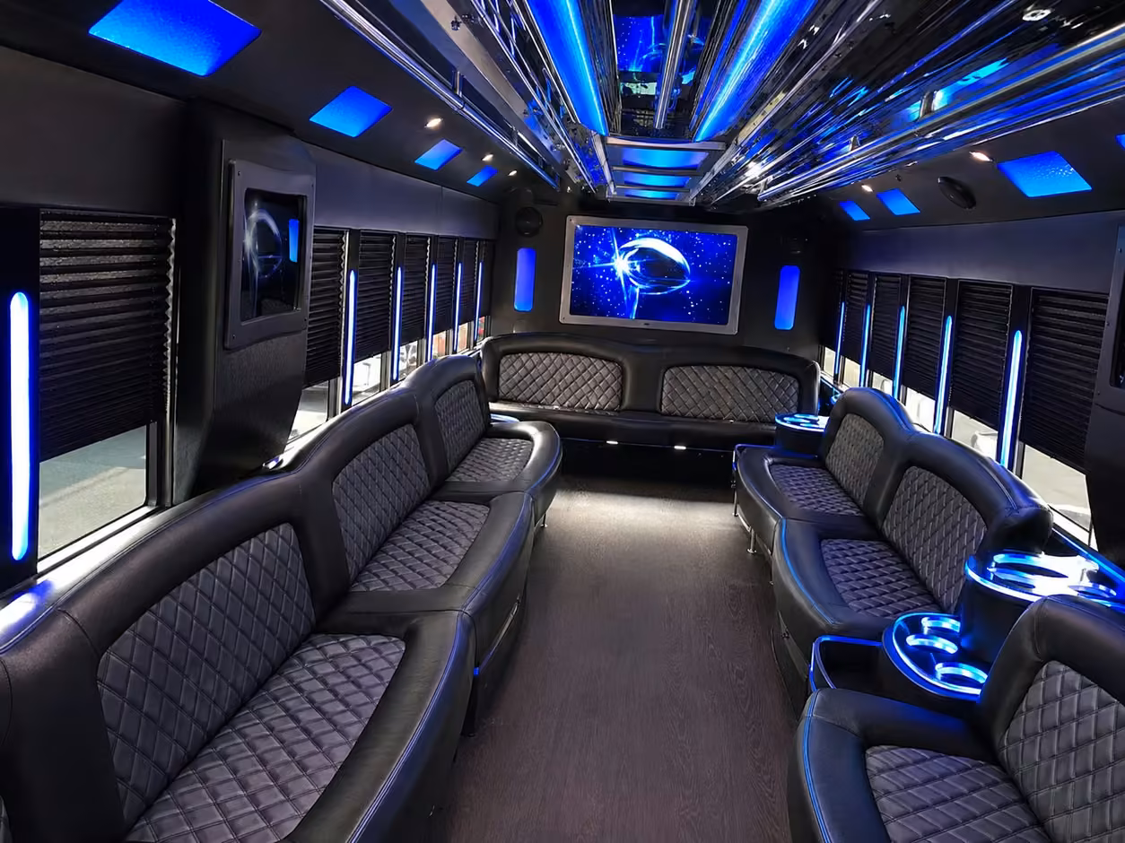18 passenger party bus inside