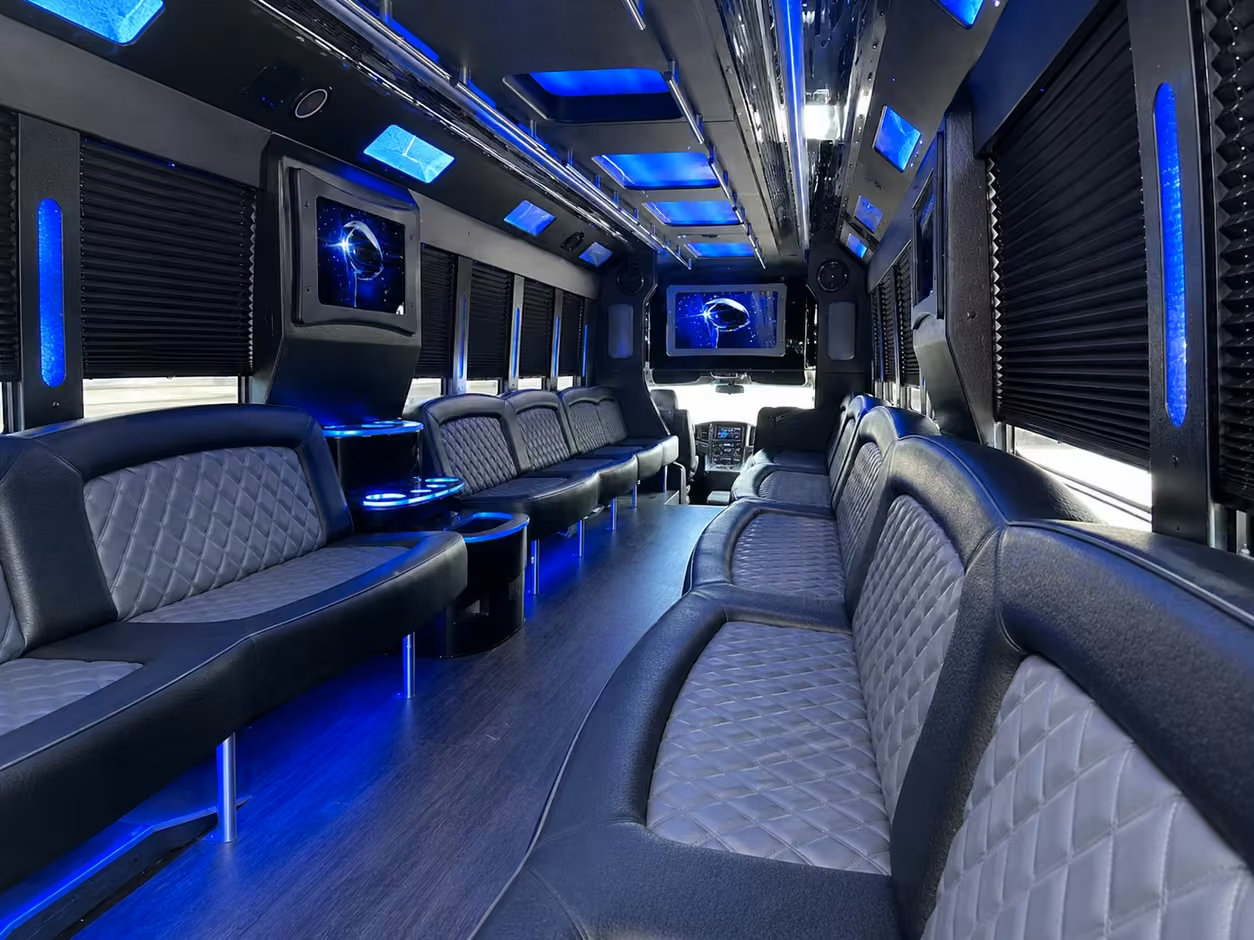 18 passenger party bus interior
