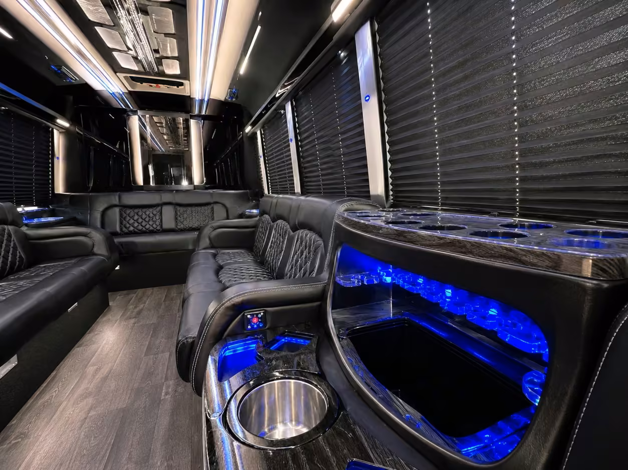 20 passenger party bus inside