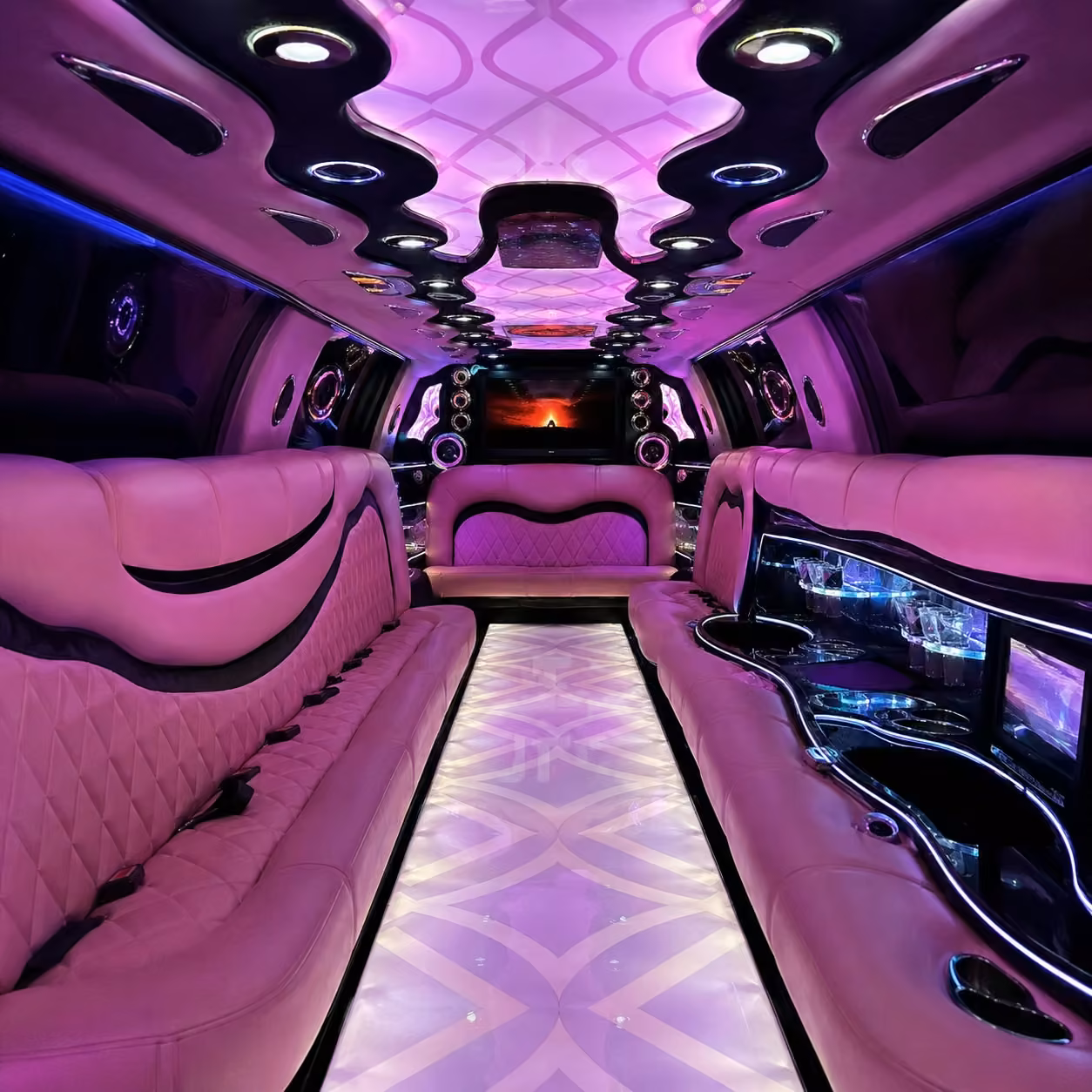 pink limo inside
